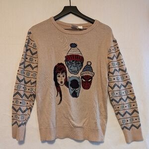 Disney Marvel Super Heroes Universal Beige Graphic Sweater Winter Boys X Large